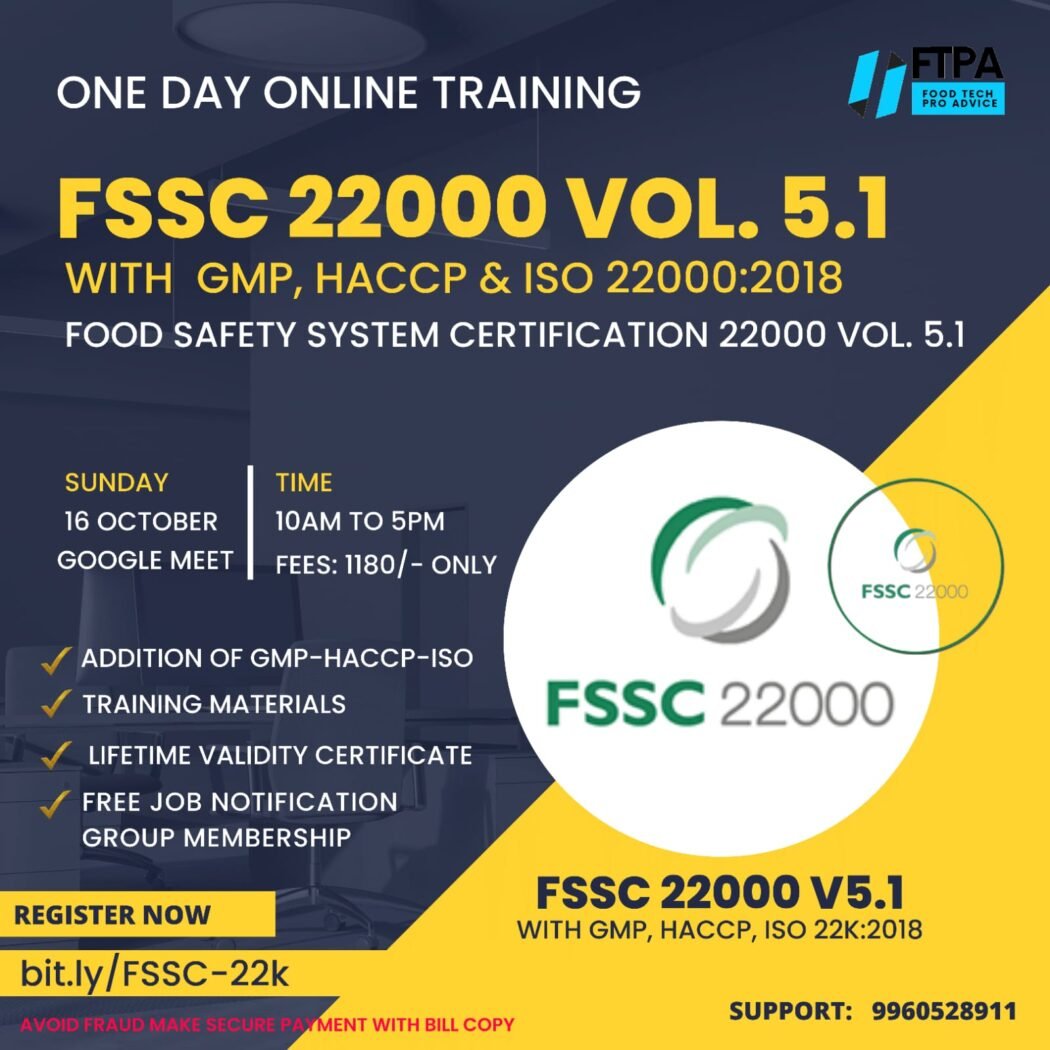 FSSC 22000 Vol. 5.1 Training (With GMP, HACCP & ISO22000)